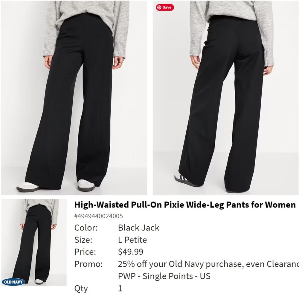 Old Navy High-Waisted Pull-On Pixie Wide-Leg Pants Lg petite